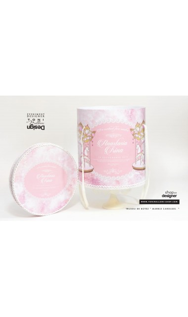 Trusou complet de botez roz prafuit pentru fetite, Caruselul fermecat 16